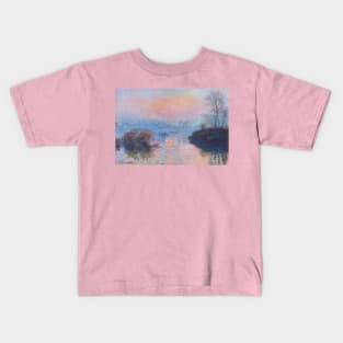 Claude Monet, Sunset on the Seine at Lavacourt, Winter Effect Kids T-Shirt